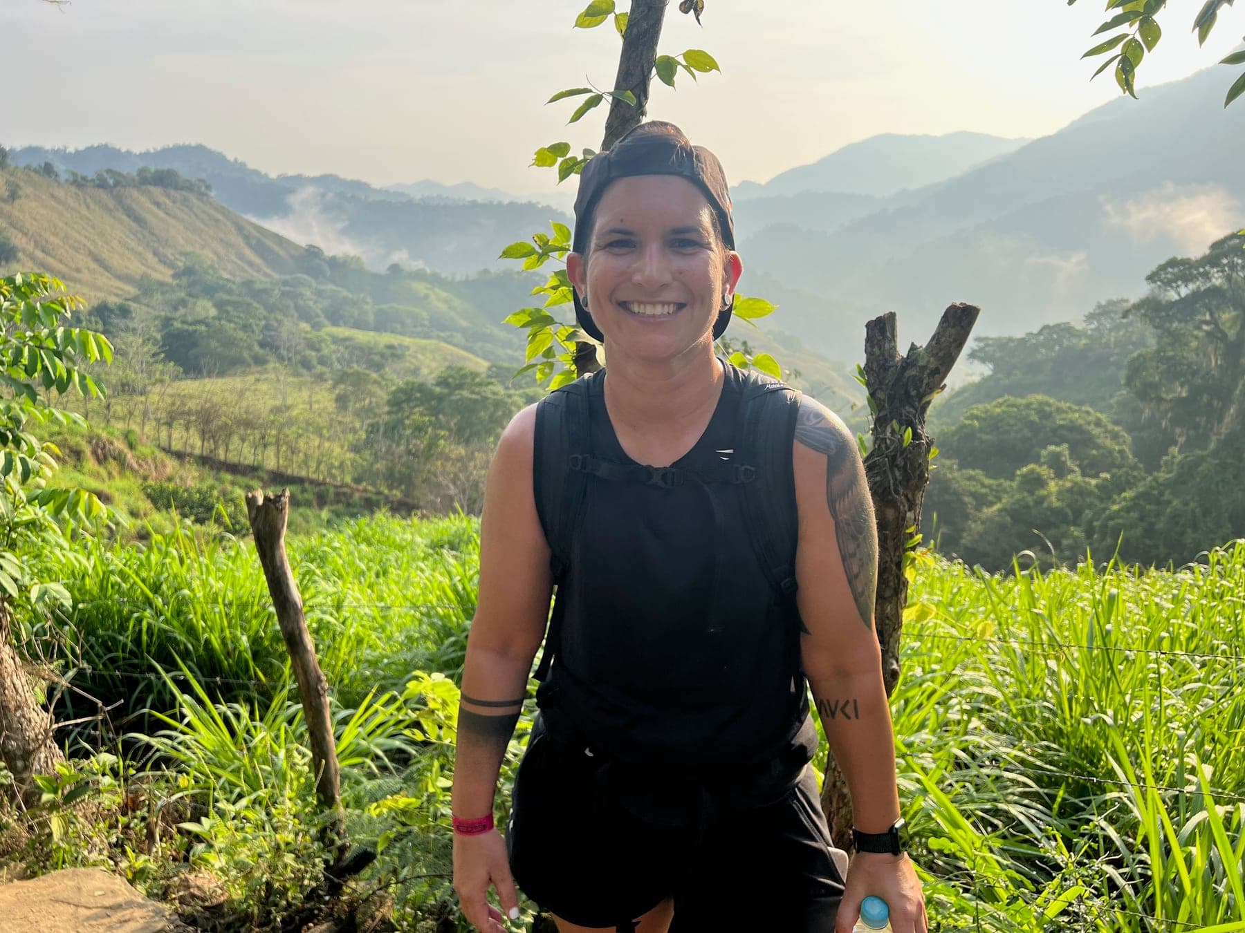 Trekking through jungle on the Lost City Trek, Santa Marta, Colombia